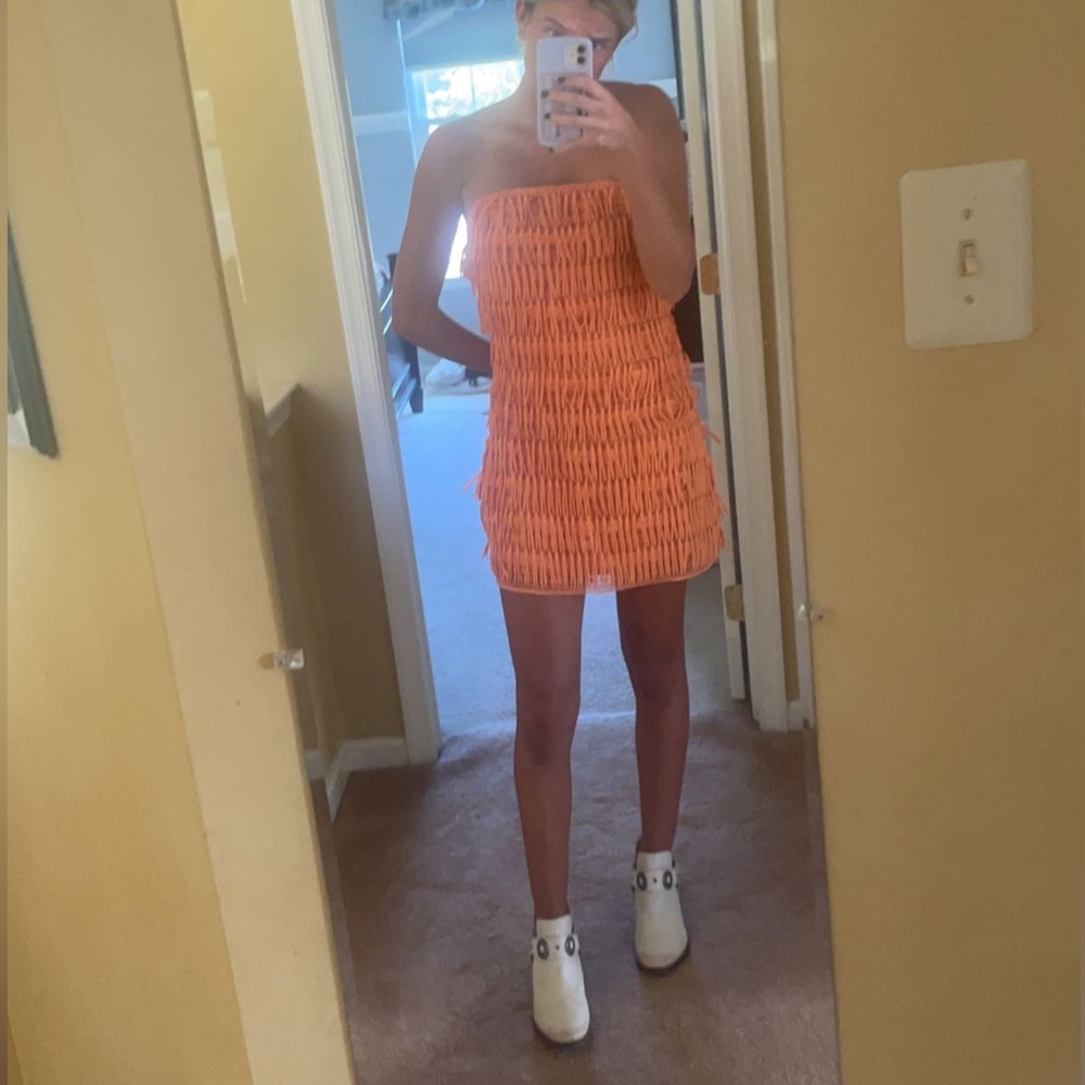 Fringe Orange Dress